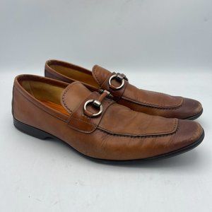 Magnanni Men's Rafa II Cognac Calfskin Horsebit Loafers Brown Size 7.5